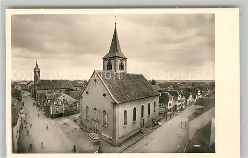 AK / Ansichtskarte Hassloch_Pfalz Kirche mit Langgasse und Kirchgasse Hassloch Pfalz