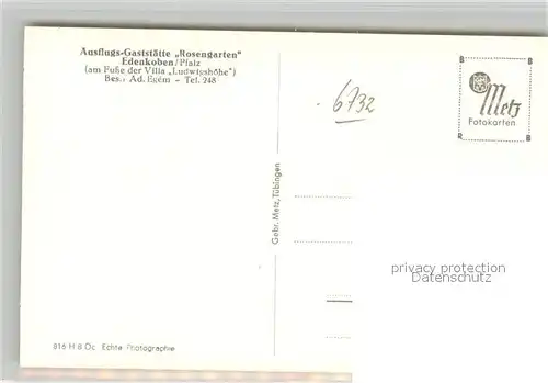 AK / Ansichtskarte Edenkoben Ausflugs Gaststaette Rosengarten Edenkoben