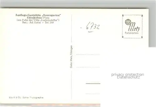 AK / Ansichtskarte Edenkoben Ausflugs Gaststaette Rosengarten Edenkoben