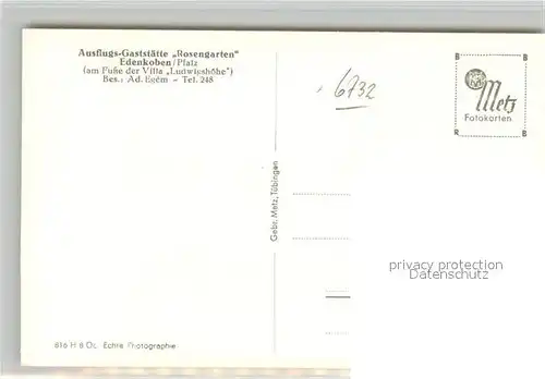 AK / Ansichtskarte Edenkoben Ausflugs Gaststaette Rosengarten Edenkoben