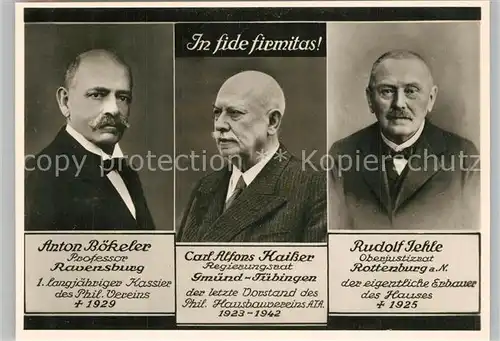 AK / Ansichtskarte Tuebingen Portraits von Prof Anton Boekeler Carl Alfons Kaisser und Rudolf Jehle Tuebingen