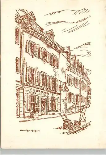 AK / Ansichtskarte Freiburg_Breisgau Weinstube Zur Traube Zeichnung Freiburg Breisgau