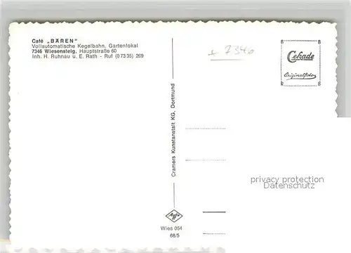 AK / Ansichtskarte Wiesensteig Cafe Baeren Bar Gaststube Kegelbahn Wiesensteig