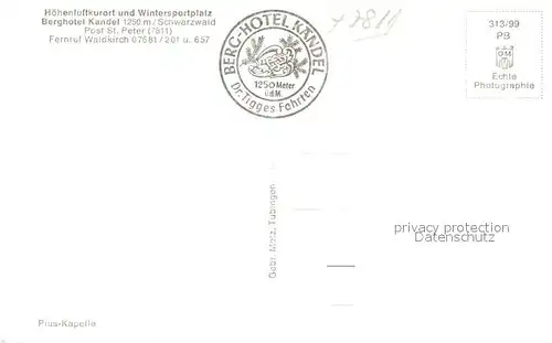 AK / Ansichtskarte Waldkirch_Breisgau Berghotel Kandel Kapelle Waldkirch Breisgau