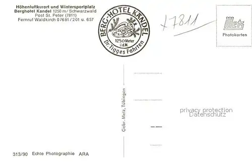 AK / Ansichtskarte Waldkirch_Breisgau Berghotel Kandel Waldkirch Breisgau