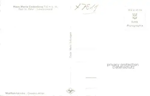 AK / Ansichtskarte St_Peter_Schwarzwald Wallfahrtskirche Maria Lindenberg Hochaltar St_Peter_Schwarzwald