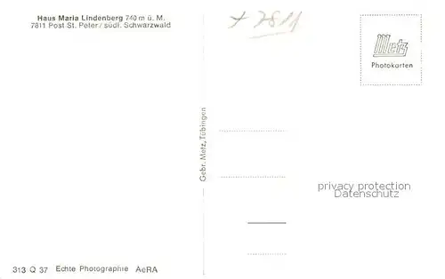 AK / Ansichtskarte St_Peter_Schwarzwald Haus Maria Lindenberg Wegekreuz St_Peter_Schwarzwald