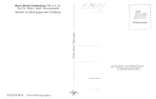 AK / Ansichtskarte St_Peter_Schwarzwald Haus Maria Lindenberg Ibental mit Feldbergblick St_Peter_Schwarzwald