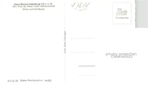 AK / Ansichtskarte St_Peter_Schwarzwald Haus Maria Lindenberg mit Feldbergblick St_Peter_Schwarzwald