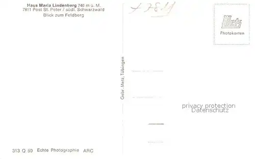 AK / Ansichtskarte St_Peter_Schwarzwald Haus Maria Lindenberg mit Feldbergblick St_Peter_Schwarzwald