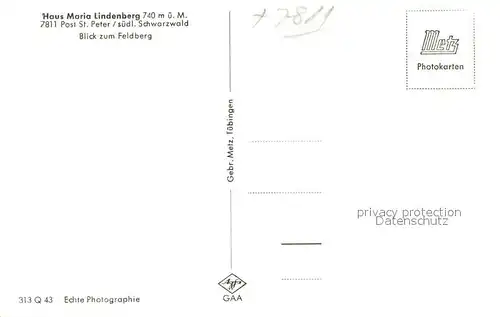 AK / Ansichtskarte St_Peter_Schwarzwald Haus Maria Lindenberg mit Feldbergblick St_Peter_Schwarzwald