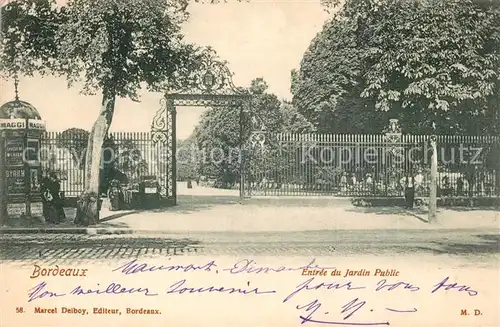 AK / Ansichtskarte Bordeaux Parkeingang Bordeaux