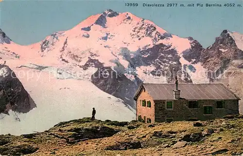 AK / Ansichtskarte Diavolezza Gletscher Piz Bernina Berghuette Diavolezza