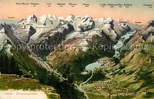 AK / Ansichtskarte St_Moritz_GR Panoramakarte Oberengadin Seenplatte St_Moritz_GR