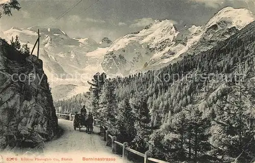 AK / Ansichtskarte Berninastrasse Kutsche Gletscher Berninastrasse