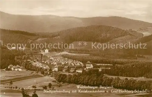 AK / Ansichtskarte Waldenburg_Schlesien Bergland Stadtparksiedlung Kreiskrankenhaus Hochberg Schacht Waldenburg_Schlesien