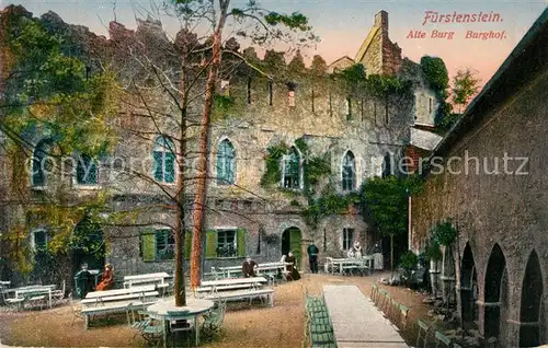 AK / Ansichtskarte Fuerstenstein_Schlesien Alte Burg Hof Restaurant Fuerstenstein_Schlesien