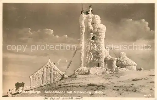 AK / Ansichtskarte Schneekoppenbaude Meteorologische Station Winteraufnahme Schneekoppenbaude