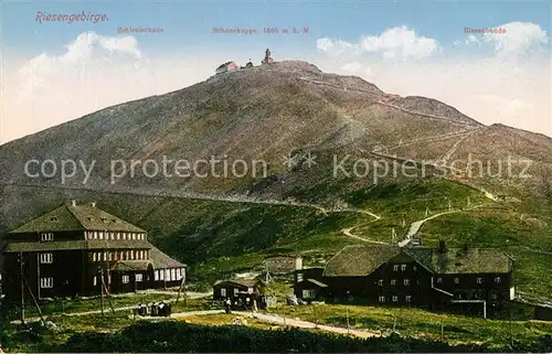 AK / Ansichtskarte Krummhuebel_Riesengebirge Schlesierhaus Schneekoppe Riesnbaude Krummhuebel Riesengebirge