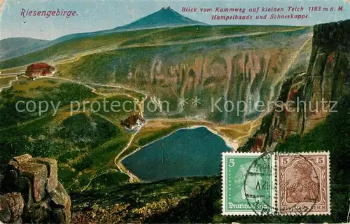 AK / Ansichtskarte Hampelbaude_Riesengebirge Kammweg kleiner Teich Schneekoppe Hampelbaude Riesengebirge