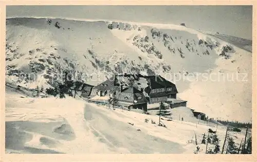 AK / Ansichtskarte Hampelbaude_Schlesien Winterlandschaft Hampelbaude_Schlesien