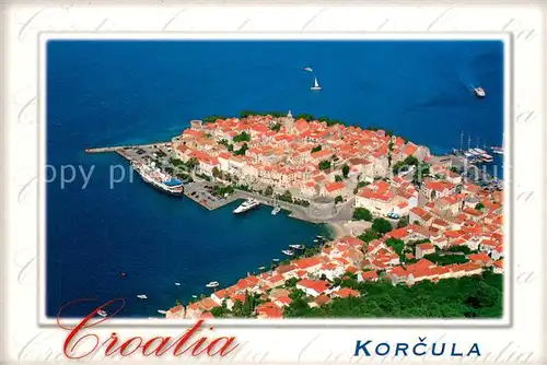 AK / Ansichtskarte Korcula Altstadt Hafen Fliegeraufnahme Korcula