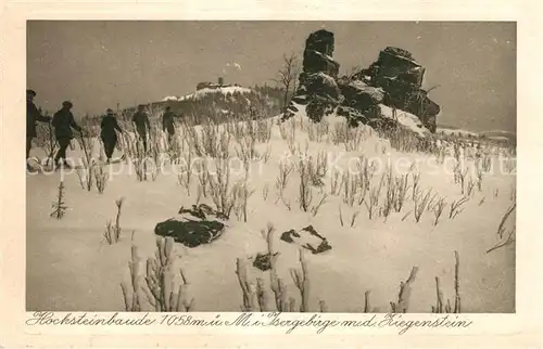 AK / Ansichtskarte Hochsteinbaude Ziegenstein Winterlandschaft Skiwanderer Hochsteinbaude