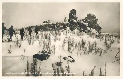 AK / Ansichtskarte Hochsteinbaude Ziegenstein Winterlandschaft Skiwanderer Hochsteinbaude