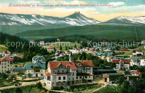 AK / Ansichtskarte Krummhuebel Hotel Goldner Frieden Schneekoppe Krummhuebel