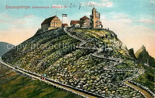 AK / Ansichtskarte Schneekoppe_Snezka Baude Wetterwarte Schneekoppe Snezka