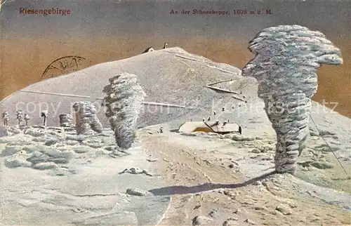 AK / Ansichtskarte Schneekoppe_Snezka Riesengebirge Wintrpanorama Schneekoppe Snezka