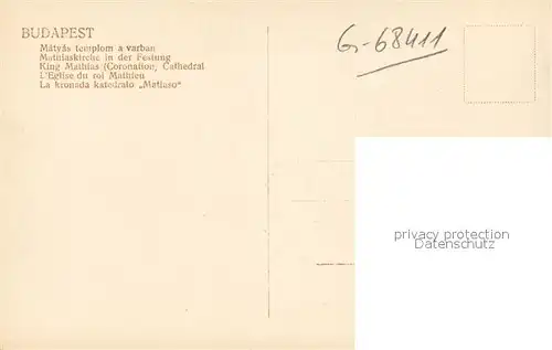 AK / Ansichtskarte Budapest Mathiaskirche Festung Budapest