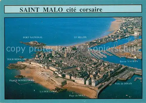 AK / Ansichtskarte Saint Malo_Ille et Vilaine_Bretagne Vue de la ville intra muros et de la baie Stadtmauer Bucht Fliegeraufnahme Saint Malo_Ille et Vilaine