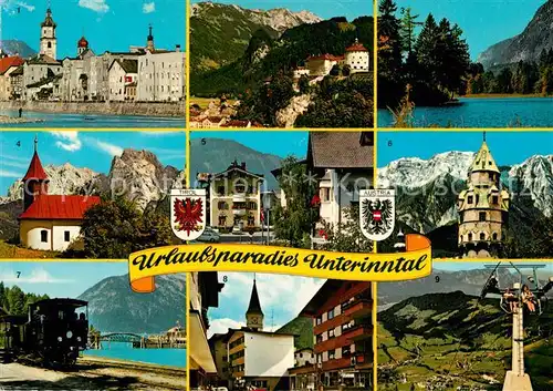 AK / Ansichtskarte Rattenberg_Inn Kufstein Kaisergebirge Reinthalersee Kramsach Kapelle Reith Bad Hall Muenzerturm Achenseebahn Jenbach Seespitz Woergl Wildschoenau Urlaubsparadies Unterinntal Rattenberg Inn