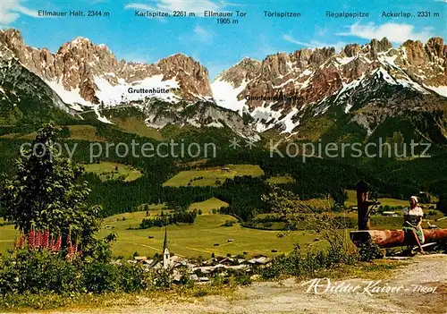 AK / Ansichtskarte Ellmau_Tirol Panorama mit Wilder Kaiser Kaisergebirge Ellmau Tirol