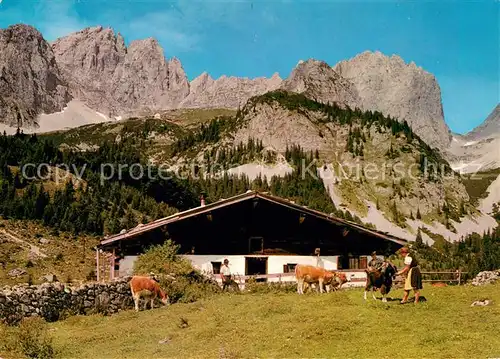AK / Ansichtskarte Ellmau_Tirol Wochenbrunneralm mit Ellmauer Halt Kaisergebirge Ellmau Tirol