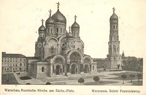 AK / Ansichtskarte Warschau_Masowien Russische Kirche Saechsischer Platz Warschau Masowien