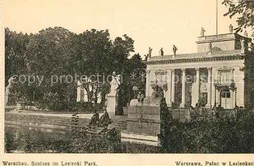 AK / Ansichtskarte Warschau_Masowien Schloss Lasienki Park Warschau Masowien