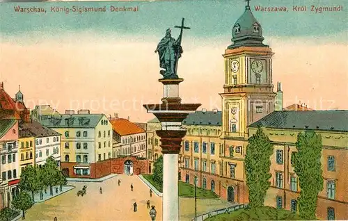 AK / Ansichtskarte Warschau_Masowien Koenig Sigismund Denkmal Warschau Masowien