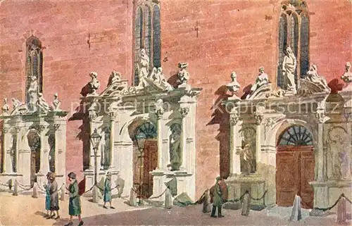 AK / Ansichtskarte Riga_Lettland Petri Kirche Portal Riga_Lettland