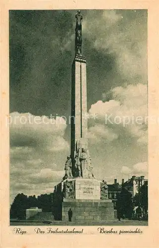 AK / Ansichtskarte Riga_Lettland Freiheitdenkmal Riga_Lettland
