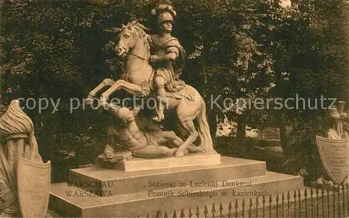 AK / Ansichtskarte Warszawa Denkmal Sobieski in Lazienki Warszawa