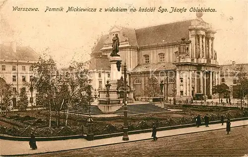AK / Ansichtskarte Warszawa Denkmal Mickiewizca Kirche Warszawa