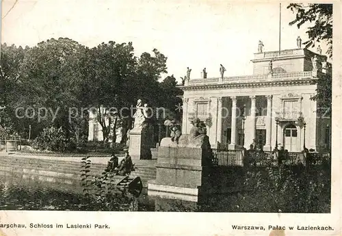 AK / Ansichtskarte Warszawa Schloss Lasienki Park Warszawa