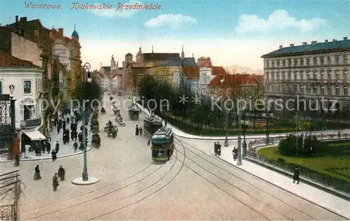 AK / Ansichtskarte Warszawa Strassenbahn Krakowkie Przedmiesci Warszawa