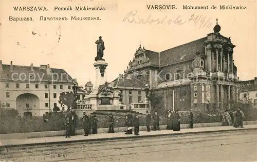 AK / Ansichtskarte Warszawa Monument Mickiewicz Warszawa