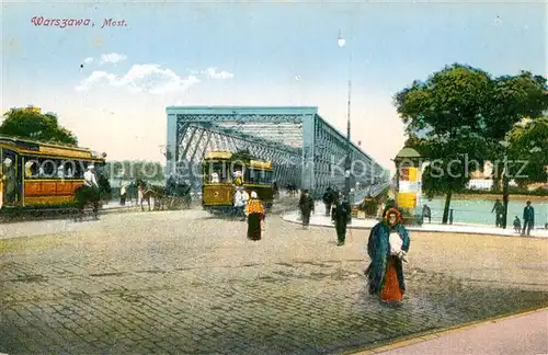 AK / Ansichtskarte Warszawa Strassenbahn Stahlbruecke Warszawa