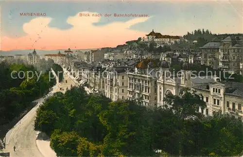 AK / Ansichtskarte Marienbad_Tschechien_Boehmen Bahnhofstrasse Marienbad_Tschechien