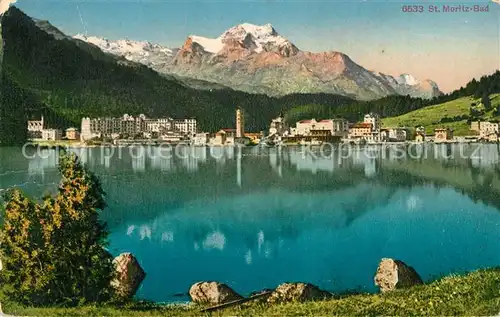 AK / Ansichtskarte St_Moritz_Bad_GR Seepartie St_Moritz_Bad_GR