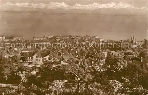 AK / Ansichtskarte Neuchatel_NE Fliegeraufnahme mit See und Alpen Neuchatel NE